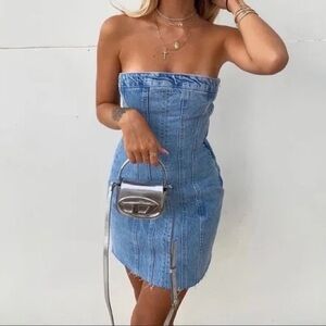 Zara Strapless Denim Dress